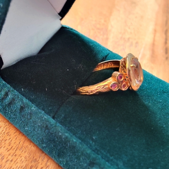 Natural Morganite and Ruby 14k Rose Gold Ring Sz 5.5 - Picture 3 of 6